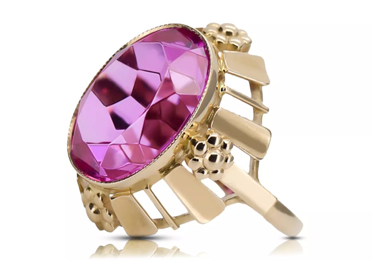 Žiedas Ametistas 14k geltono aukso Vintage vrc043y